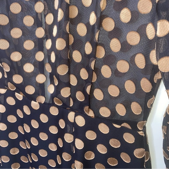 ASTR the Label Size Medium Black with Gold Polka Dot Long Sleeve Sheer Dress - Picture 10 of 14